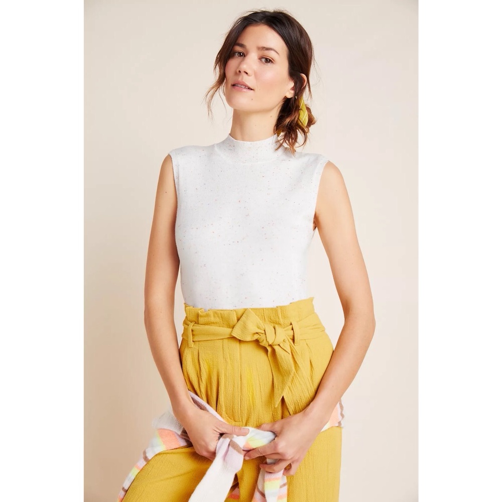 Anthropologie Speckled Mock Neck Sweater Tank M